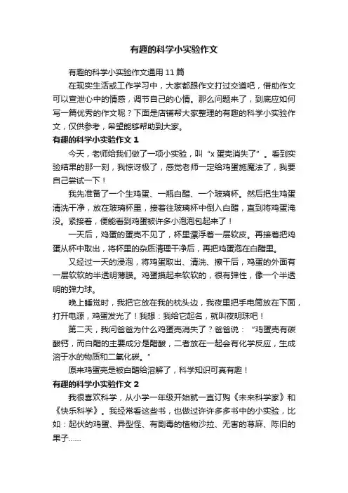 有趣的科学小实验作文