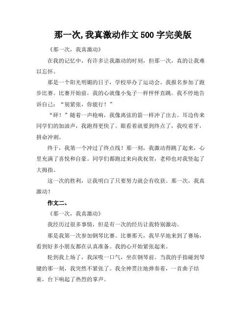 那一次,我真激动作文500字完美版