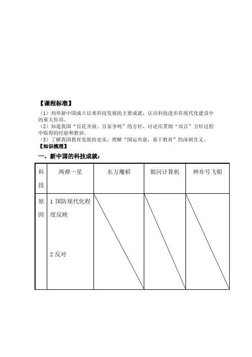 现代中国的科教与文化教案