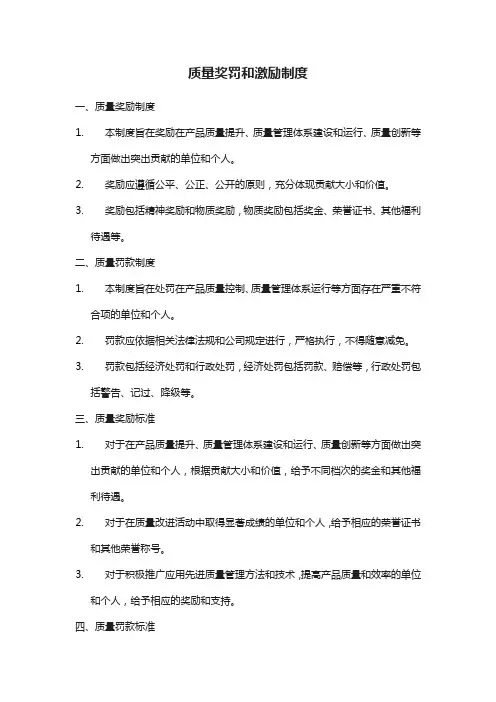 质量奖罚和激励制度