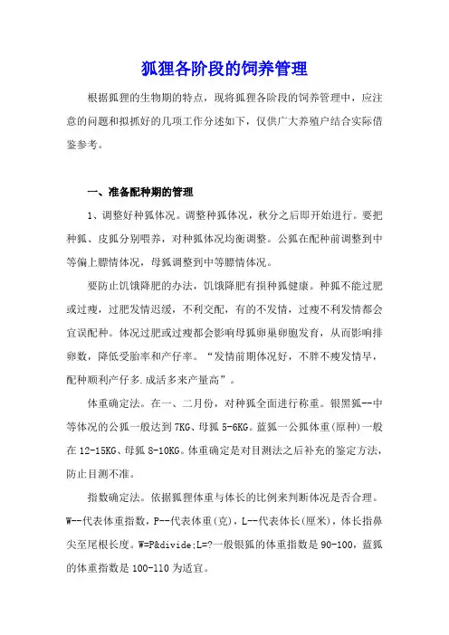 狐狸各阶段的饲养管理