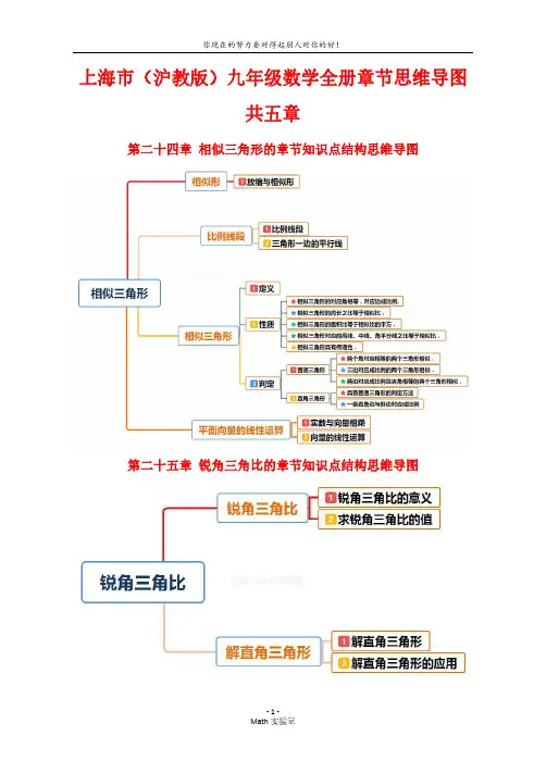 沪教版(上海市) 初中数学思维导图 九年级数学全册章节思维导图集