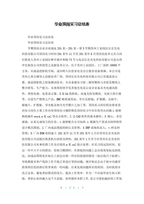 毕业顶岗实习总结表_2