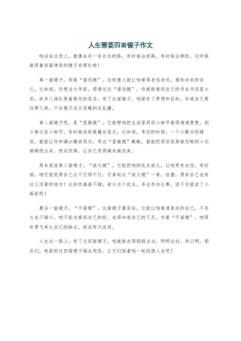 人生需要四面镜子作文