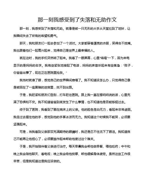 那一刻我感受到了失落和无助作文