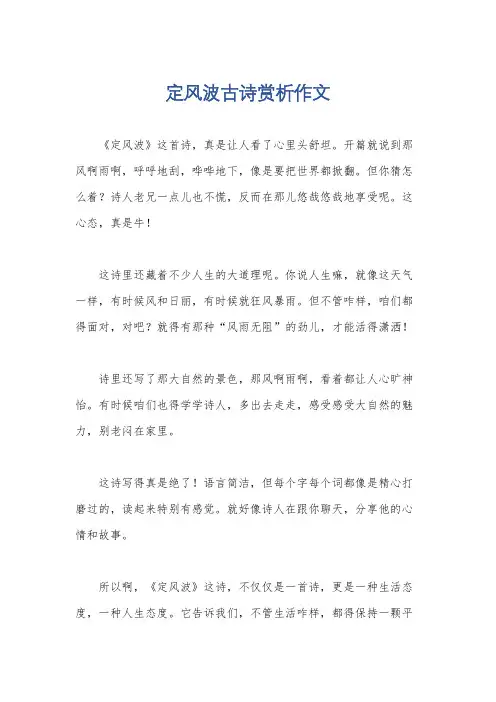 定风波古诗赏析作文