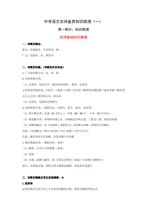 中考语文古诗阅读鉴赏知识梳理(1)——古诗基础知识
