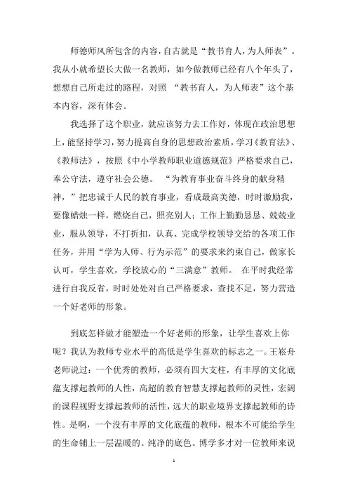 2010师德师风个人总结