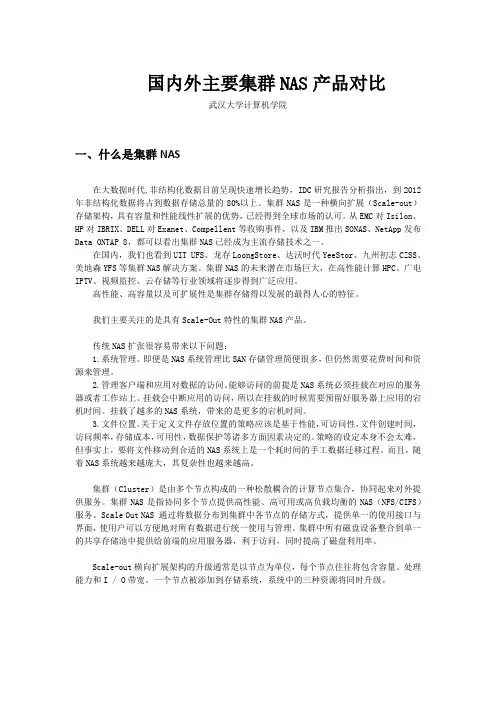 国内外主要集群NAS产品对比