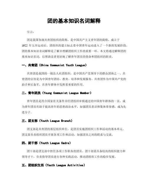 团的基本知识名词解释