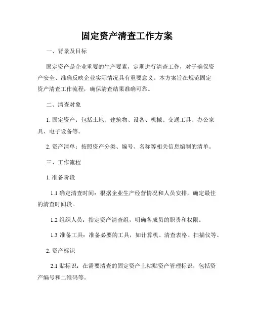 固定资产清查工作方案