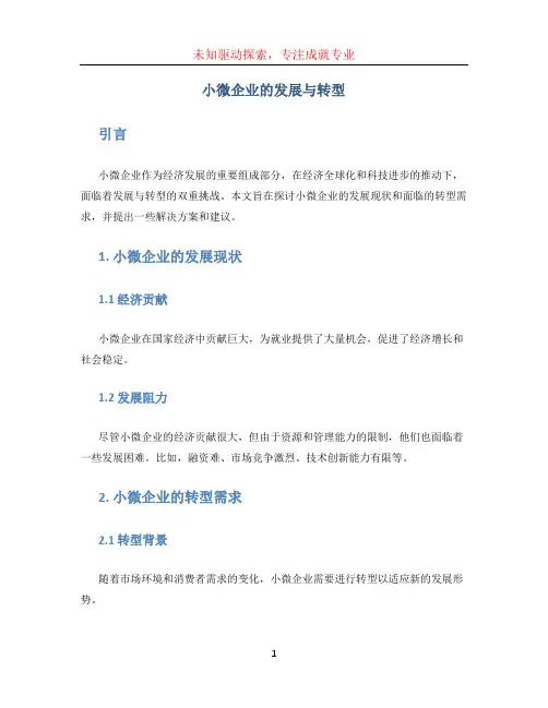 小微企业的发展与转型