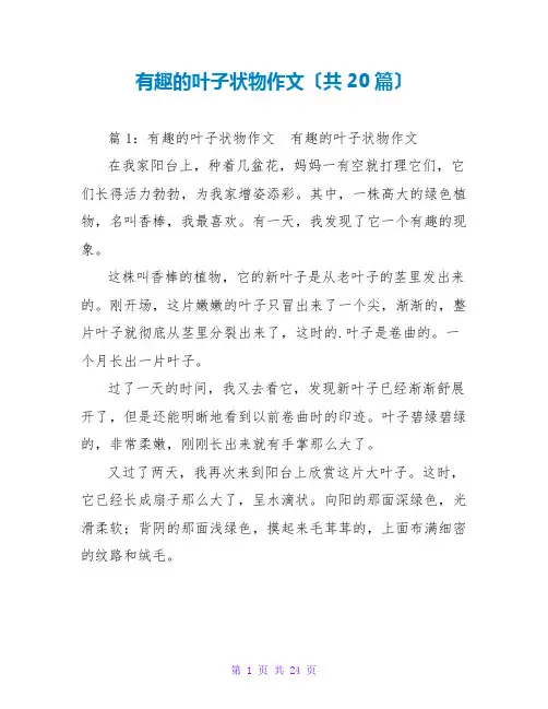 有趣的叶子状物作文(共20篇)
