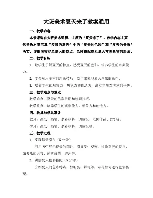 大班美术夏天来了教案2