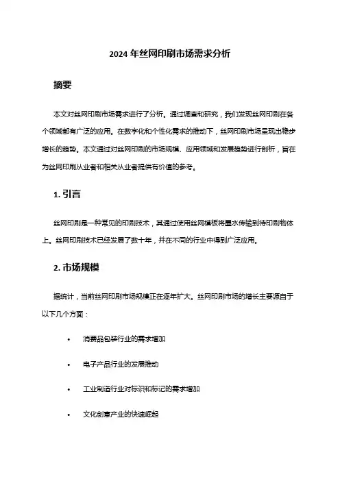 2024年丝网印刷市场需求分析