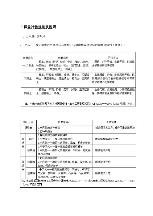 土石方工程 -----工程量计算规则及说明