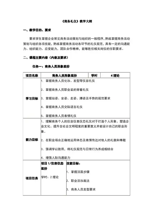 商务礼仪教学大纲