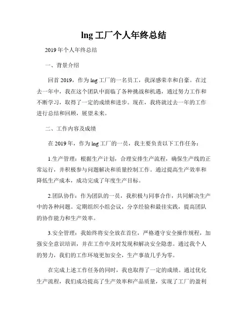 lng工厂个人年终总结