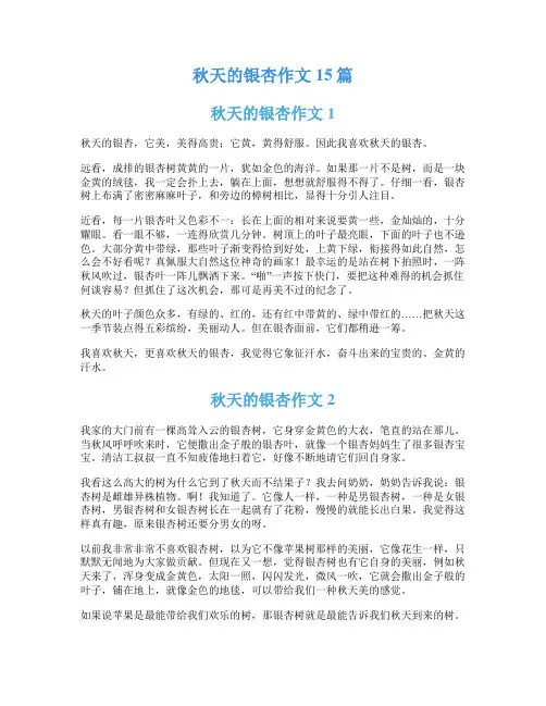 秋天的银杏作文15篇