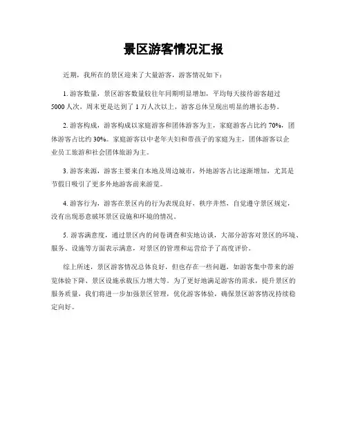 景区游客情况汇报