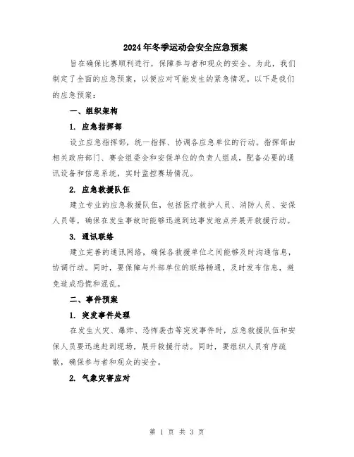 2024年冬季运动会安全应急预案