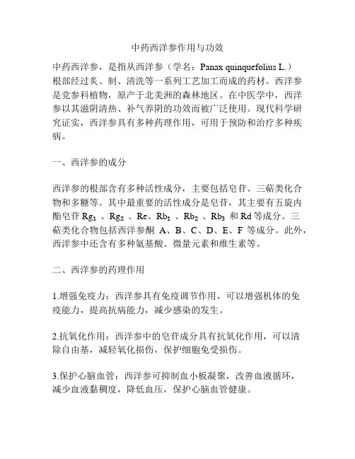 中药西洋参作用与功效