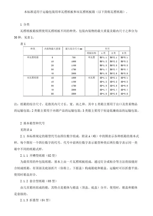 纸箱国家标准