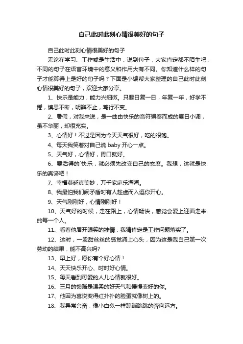 自己此时此刻心情很美好的句子