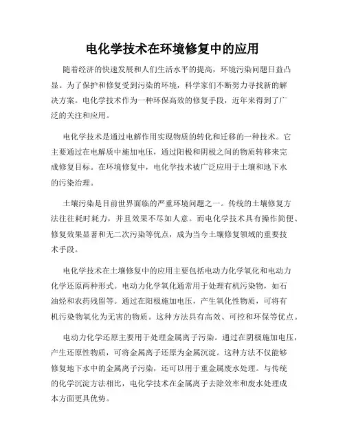 电化学技术在环境修复中的应用