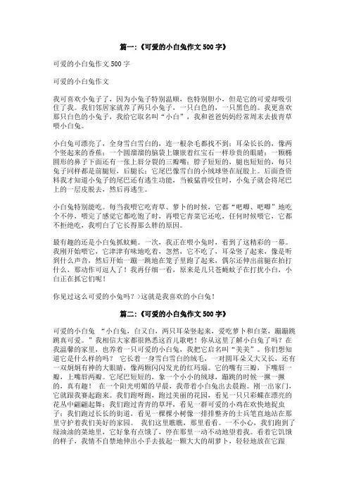 可爱的小兔子作文500字