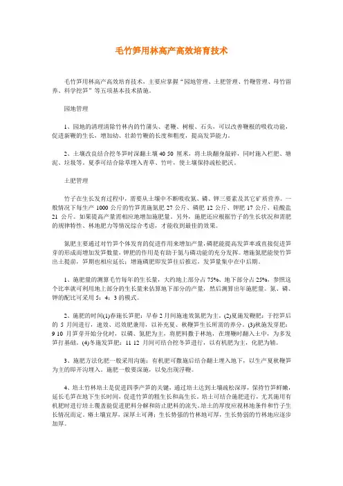 毛竹笋用林高产高效培育技术