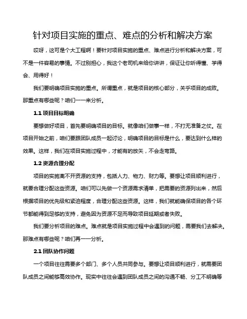 针对项目实施的重点、难点的分析和解决方案