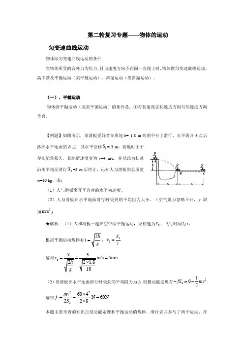 高考专题复习匀变速曲线运动