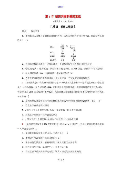 高中生物 第5章 基因突变及其他变异 第1节 基因突变和基因重组课时分层作业(含解析)新人教版必修2