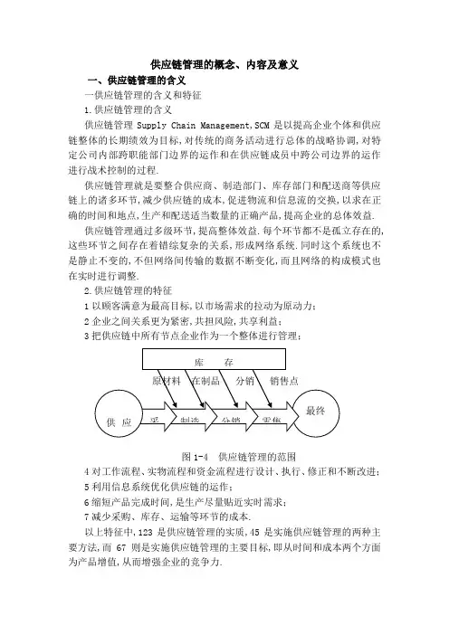 供应链管理的概念内容及意义
