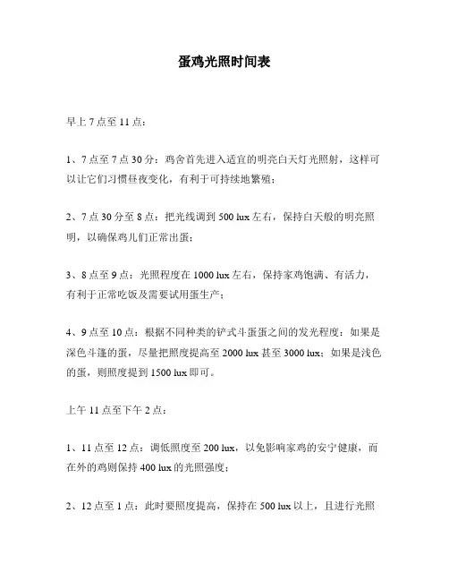 蛋鸡光照时间表