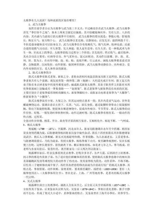 武当太极拳与其它太极拳的区别