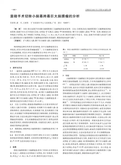 显微手术切除小脑幕跨幕巨大脑膜瘤的分析