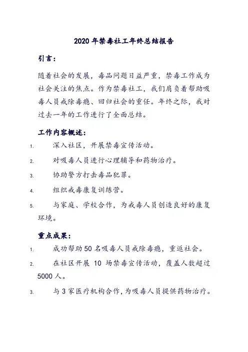 2020年禁毒社工年终总结报告