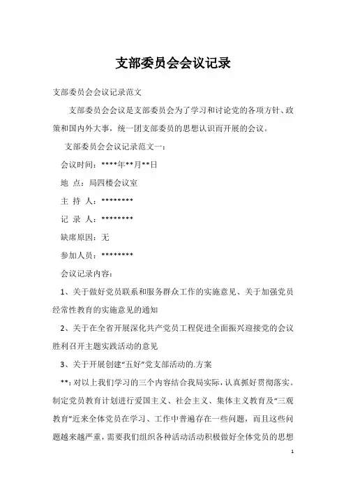 支部委员会会议记录八