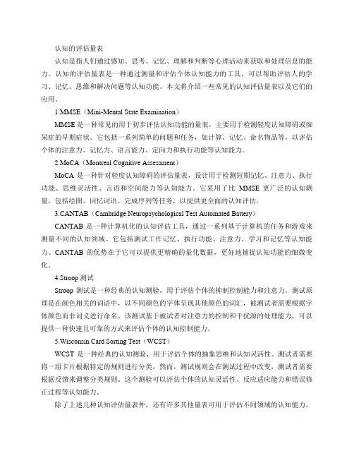 认知的评估量表
