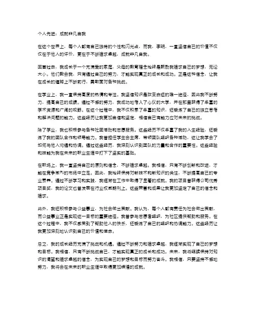 个人先进：成就非凡自我
