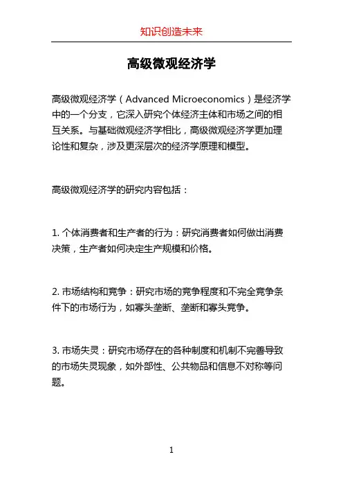 高级微观经济学