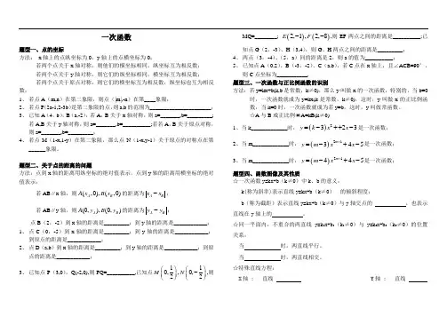 一次函数经典题型+习题(精华,含答案)