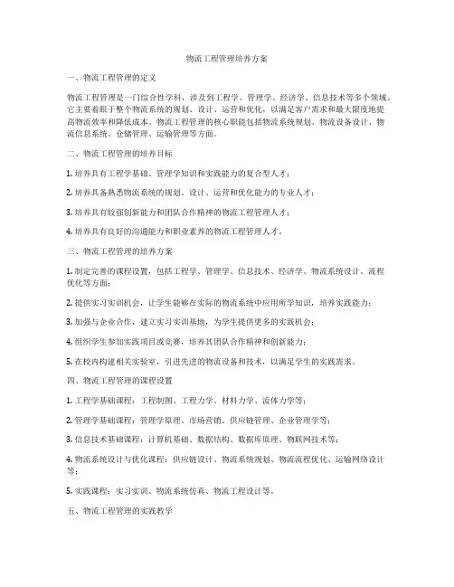 物流工程管理培养方案