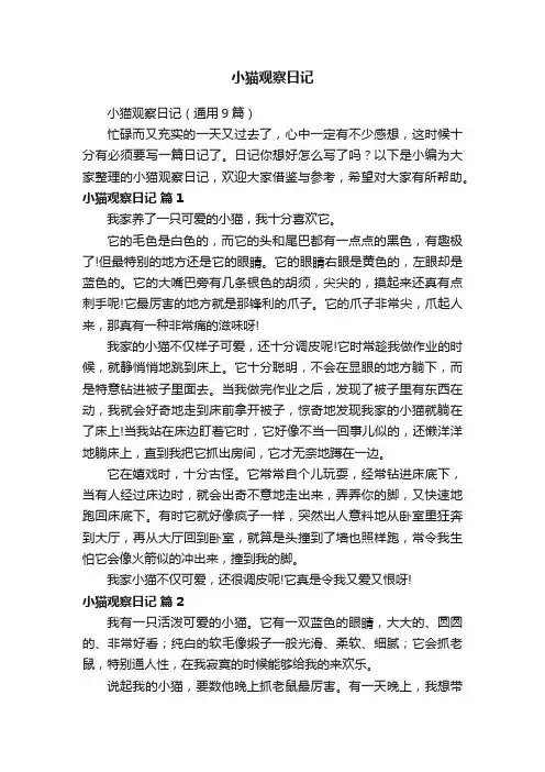 小猫观察日记（通用9篇）