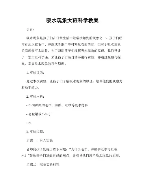 吸水现象大班科学教案