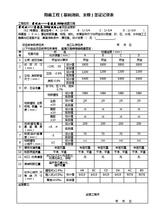 110-500kV电力线路工程隐蔽工程记录