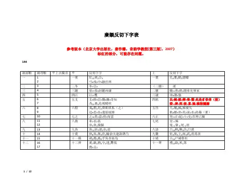 广韵反切上下字表
