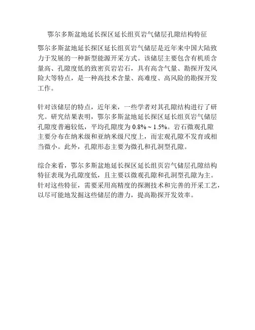 鄂尔多斯盆地延长探区延长组页岩气储层孔隙结构特征